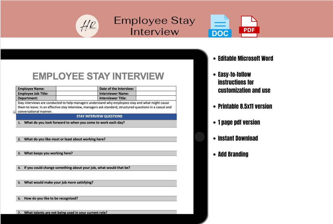 Employee Stay Interview Template Guidelines Editable Word Form Human Employee Stay Interview Template Guidelines Editable Word Form Human