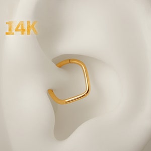 14K Solid Gold Daith Earring Ring, Hinged Hoop Earring, Daith Hoop, Cartilage Earring, Daith Piercing Ring, Daith Jewelry Gold 1.2*8/10mm