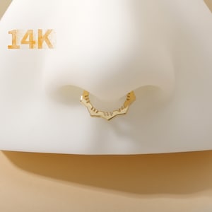 14K Solid Gold Septum Clicker, Flower Hinged Septum Hoop, Daith Hoop Earring, Gold Septum Ring, Tragus hoop Helxi ring Conch Hoop Earring