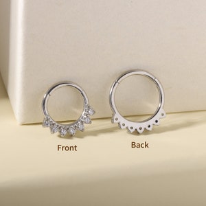 316L Steel Flower CZ Septum Ring, Hinged Septum Hoop, Septum Clicker Gold, Steel Septum Piercing, Septum Jewelry, Cartilage Hoop 1.2*8/10mm