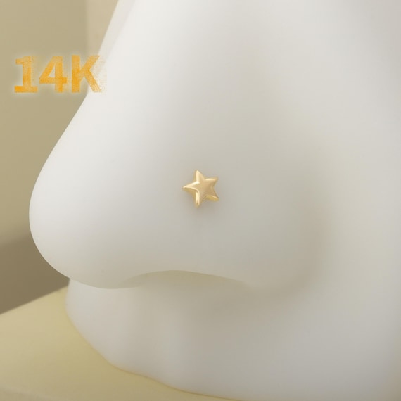 14K Gold 20 Gauge Polished CZ Hamsa Nose Ring 14K Gold 20 Gauge Polished CZ Hamsa Nose Ring