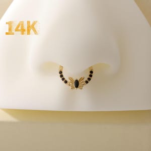 14K Solid Gold Septum Clicker, 16G Butterfly Hinged Septum Hoop, Daith Hoop Earring, Gold Septum Ring, Tragus Helix ring Conch Hoop Earring