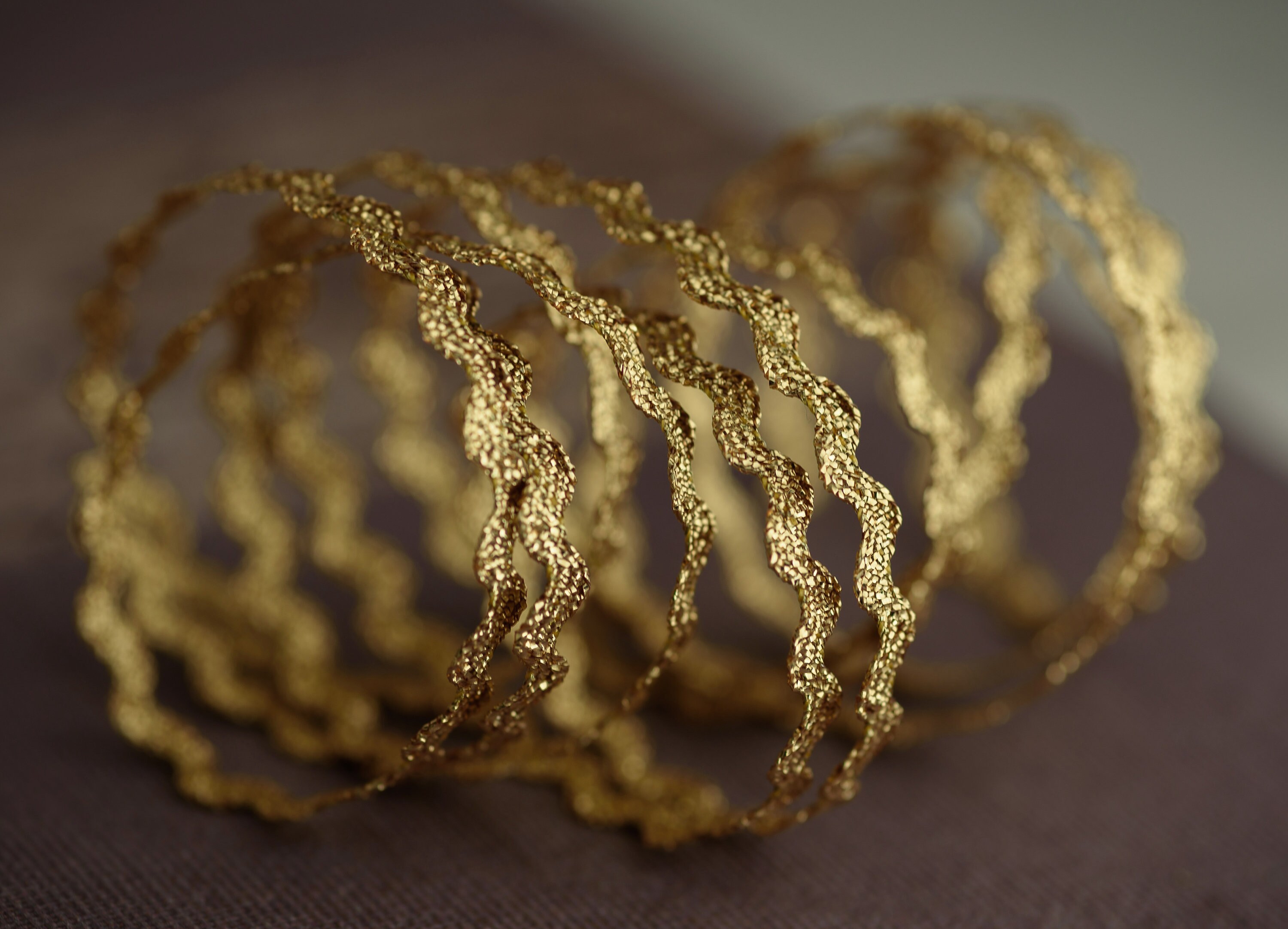 Gold Trim, 9ft, Metallic Ric Rac, Vintage, Antique, Doll, Costume, Sewing, Petite Embellishment