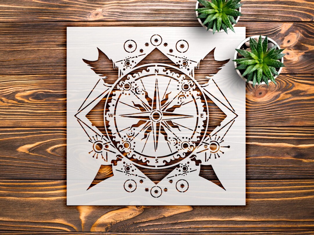 Ornate Compass Stencil Design With Intricate Patterns for Creative ...
