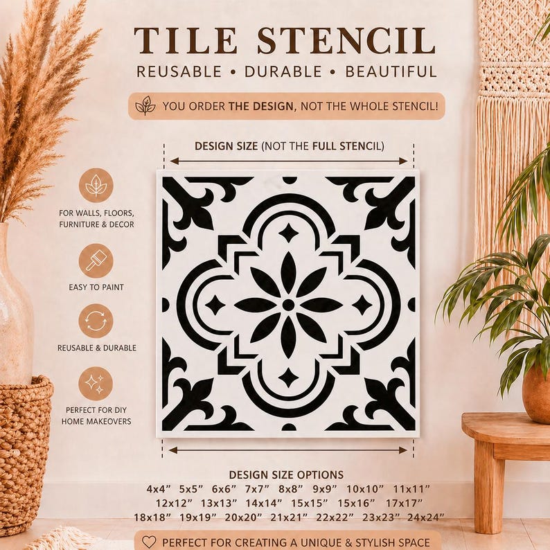 Tile Stencil: Moroccan Geometric Pattern - Reusable for DIY Decor - Etsy