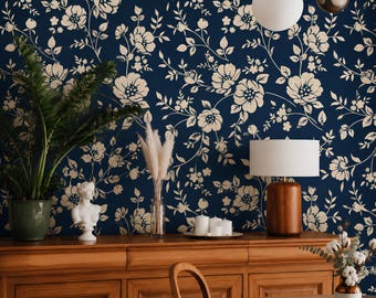Large Floral Stencil, Botanical Flower Wall Painting Stencil, Vintage Farmhouse Decor