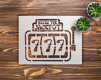 Jackpot Slot Machine Stencil: Casino 777 Design, Reusable Mylar