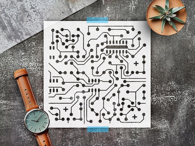 Soldering Paper Circuit Board Stencil: Sci Fi Electronic Layout, Mylar Art Tool - Etsy