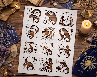 Zodiac Signs Stencil - Astrological Symbols Design for Art and Craft Projects