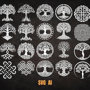 Celtic Tree Life SVG Bundle: Knotwork Viking Pagan Art (20 Files)