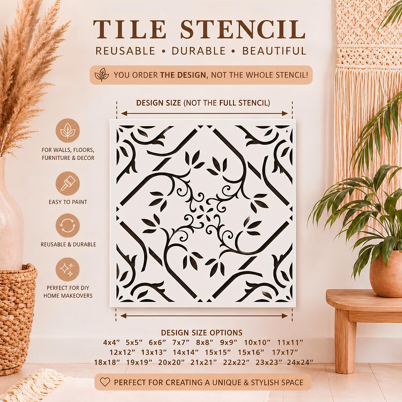 Moroccan Tile Stencil - Reusable Geometric Pattern for DIY Walls - Etsy