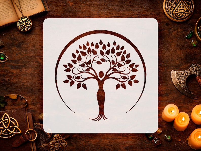 Celtic Tree of Life Stencil, Reusable Mylar Wall Decor, Knotwork Symbol ...
