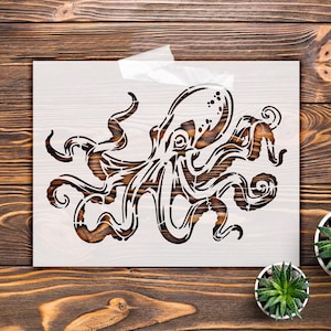 Octopus Stencil Reusable Mylar: Nautical Wall Decor, Ocean-Themed Crafts (Durable Material, Multi-Use Sizes)