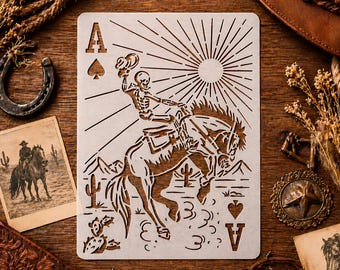 Cowboy on Horse Stencil - Western Desert Scene for Crafts and Home Decor