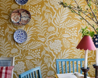 Floral Wall Stencil W-7 - Reusable Botanical Pattern for Accent Walls