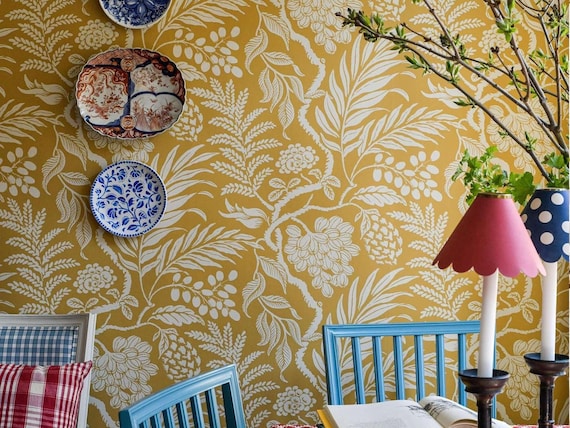 Floral Wall Stencil W-7 - Reusable Botanical Pattern for Accent Walls