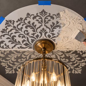 Ceiling Medallion Stencil for Painting Around Chandelier, Ornate Floral Ceiling Rose, Wall Decor, Large Stencil
