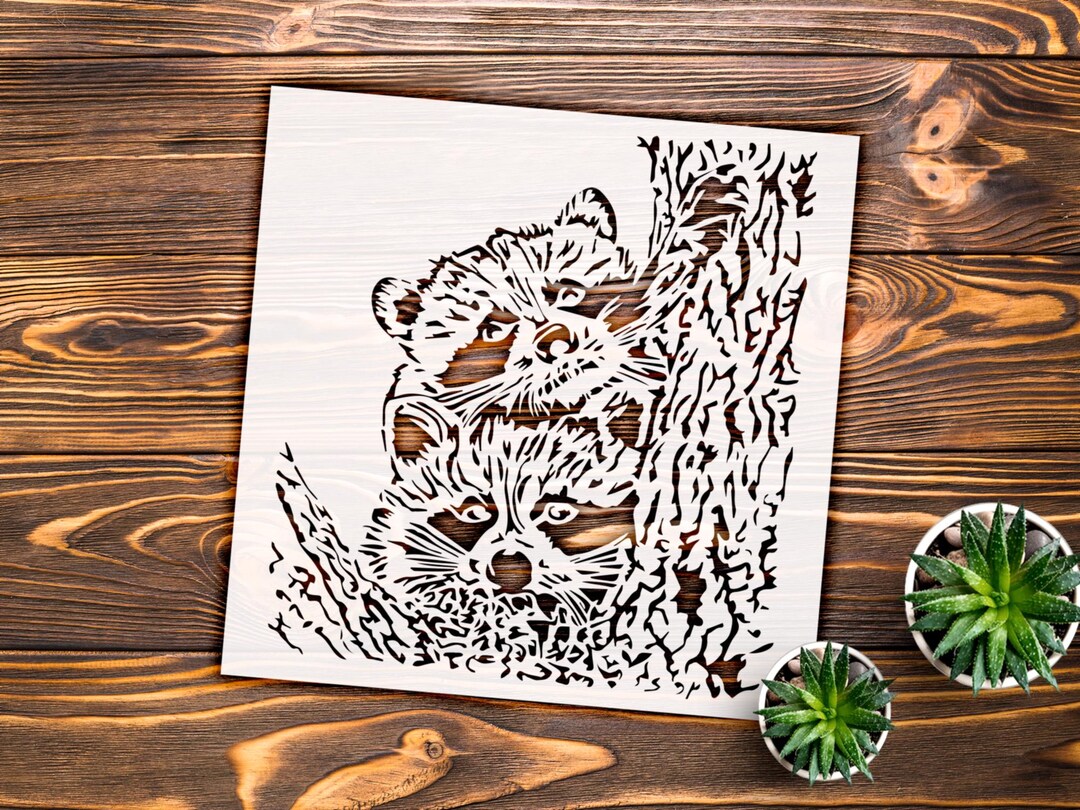 Little Rascal Stencil Raccoon Stencil, Playful Animal Design, DIY Home Decor - Etsy