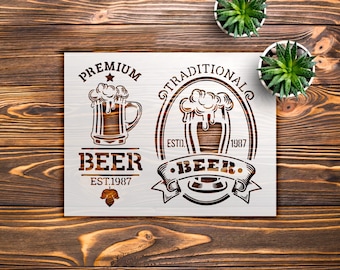Beer-Themed Decorative Metal Stencil for Creative Home Decor and Craft Projects
