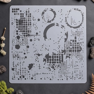 Grunge Pattern Stencil for Painting, Interior Wall Decor, Repeat Pattern, Room Makeover, Large Stencil