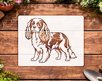 King charles cavalier Dog Stencil for Walls, Pet Silhouette Reusable Mylar Craft Tool