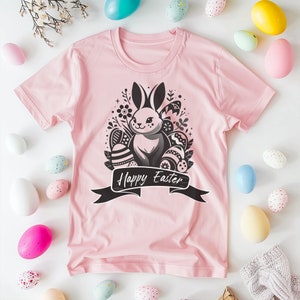 Niedliche Osterhasen SWG, Osterkaninchen SWG, fröhliche Osterhasen Eier SWG, Groovy Ostern Shirt für Sublimationsdesigns | Digitaler Download
