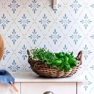 Geometric Tile Stencil, Farmhouse Wall Stencil, Reusable Mylar Stencil for Painting, Scandinavian Pattern Stencil, Large Tile Stencil