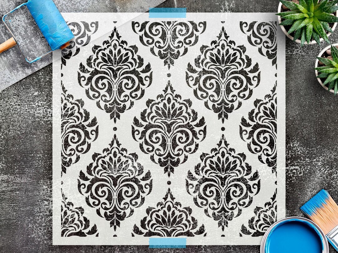 Moroccan Damask Wall Stencil Floral Design (10x10 or 11x11 Inches) - Etsy