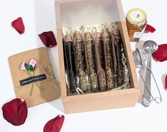 Ensemble-cadeau de dégustation de thé bien-être en feuilles, cadeau d'anniversaire, coffret cadeau pour amateur de thé, fête des mères, nouvelle maman, cadeau de l'Aïd Mubarak, ramadan