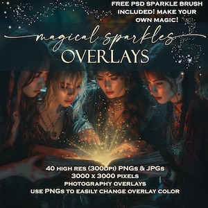 Puede incluir: 40 superposiciones PNG y JPG de alta resolución (300 DPI) con luces brillantes. Las superposiciones son de 3000 x 3000 píxeles y se pueden usar para agregar un toque mágico a las fotografías. Use los PNG para cambiar fácilmente el color de la superposición.