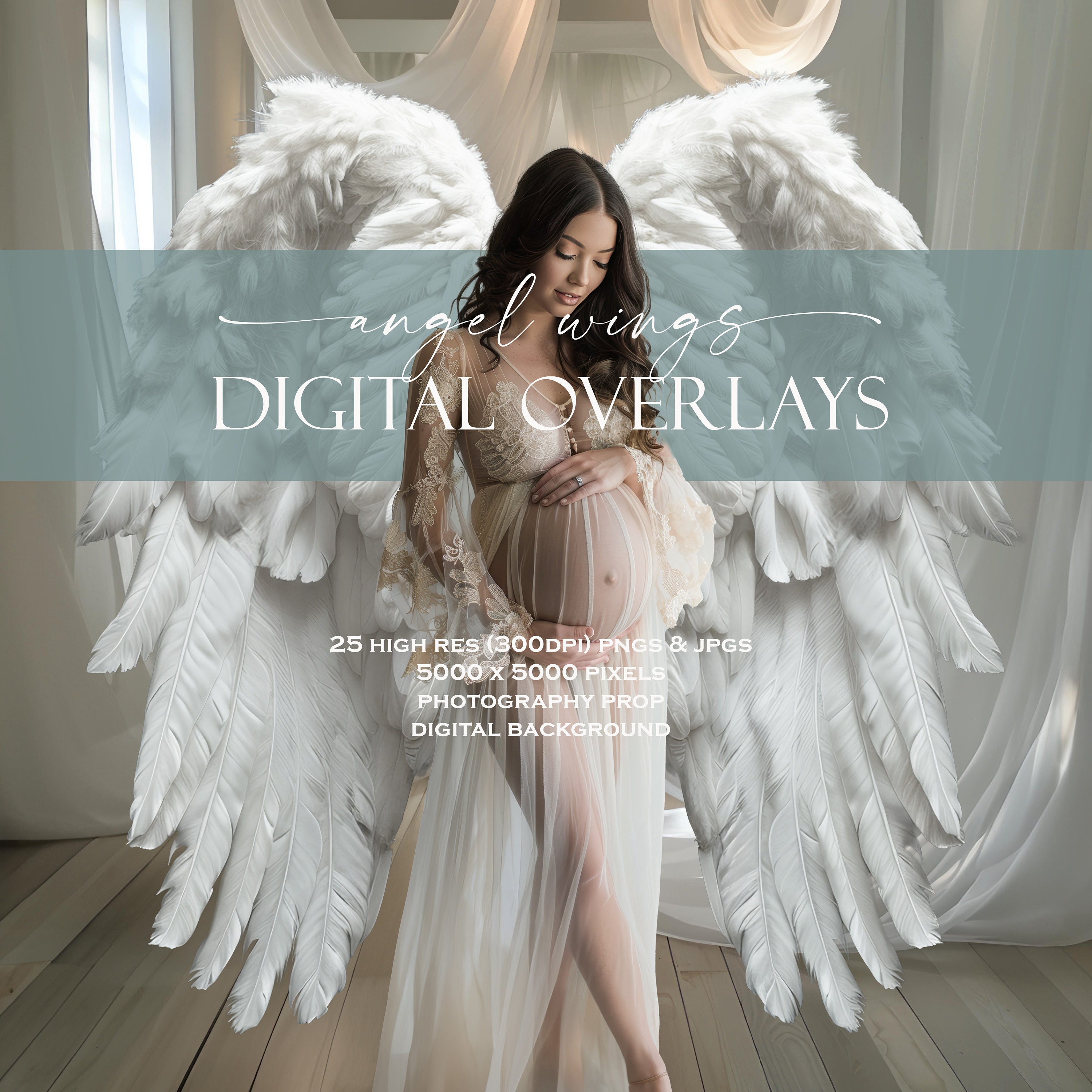 25 Angel Wings Digital Backdrop Overlays PNG, Fantasy Wings, White ...