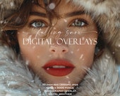 Falling Snow Winter Overlay Bundle (32), Realistic Snow Overlay PNG, Snow Lightroom Filter Overlays, Photoshop Overlays, Winter Overlays