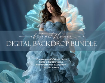 16 Abstrakte Blumen Mutterschaft Digital Backdrop Bundle, Blumen Stoffkleid, Mutterschaft Backdrop, Fotografie Hintergrund, Photoshop PSD JPG