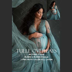 Tulle Overlays Bundle, 40 PNG, Photoshop, Digital Veil, Flying Fabric, Maternity Session, Wedding Session, Fabric Overlays Translucent Veil