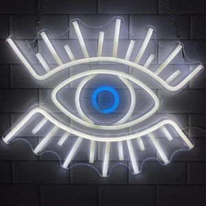 Evil Eye Neon Sign, Neon Sign Bedroom, Good Luck Sign, Home Decorations, Neon Eye Sign, Spiritual Lights, Protection Amulet