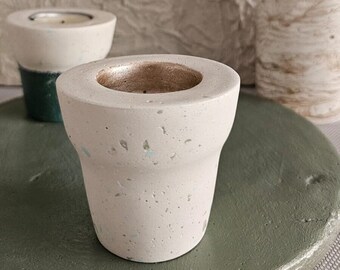 Handmade unique concrete candle holders (2 piece)
