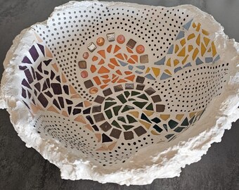 Handmade and handpainted concrete bowl