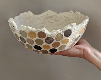 handmade and handpainted concrete bowl