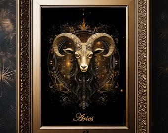 Aries Zodiac Print: Gothic Astrology Art (Digital Download)