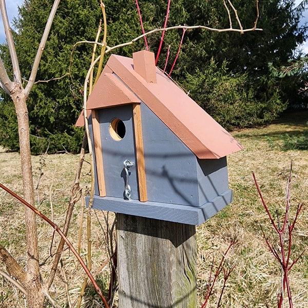 Medium Hand Painted Solid Wooden Birdhouse