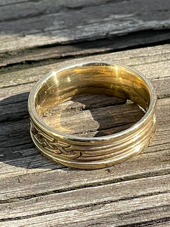 14K Gold Celtic Knot Men’s Ring - image 2
