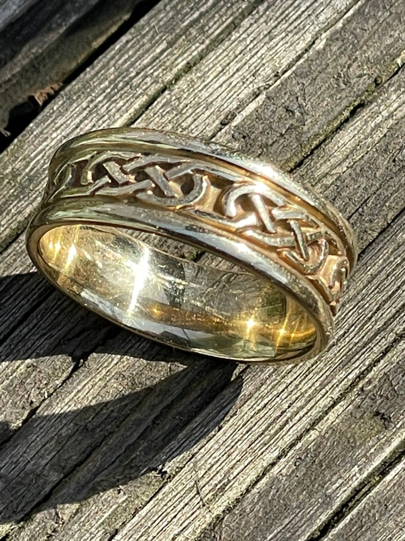 14K Gold Celtic Knot Mens Ring Etsy