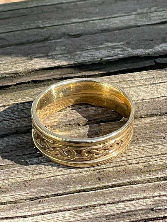 14K Gold Celtic Knot Men’s Ring - image 1