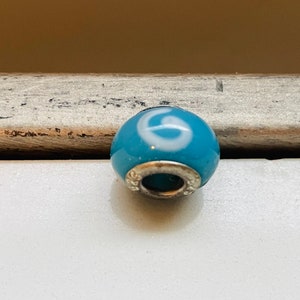 925 Sterling Silver Charm Bead | Light Blue glass bead | Charm Bracelets