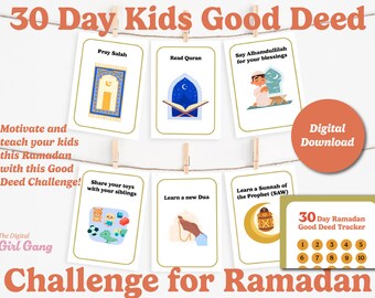 Printable Ramadan Good Deeds Cards & Advent Tracker for Kids - Islamic Activities, Ramadan Activities, Islamic Learning, Ramadan Book