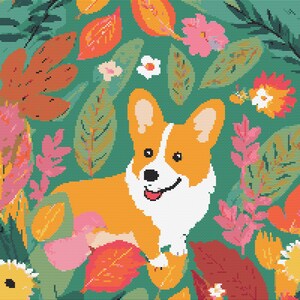 corgi dog cross stitch pattern