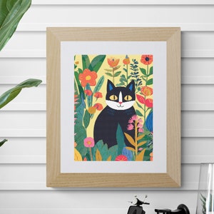 Cat Cross Stitch Pattern whimsical pdf instant download folk art counted cross stitch pattern full coverage 200 x 270 stitches