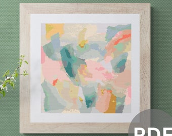 Abstract Pastel Cross Stitch Pattern: Calming Full Coverage (PDF Download)