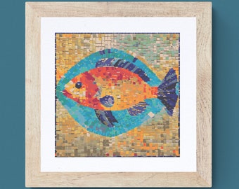 Mosaic Fish Cross Stitch Pattern: Colorful Sea Animal (PDF Digital Download)