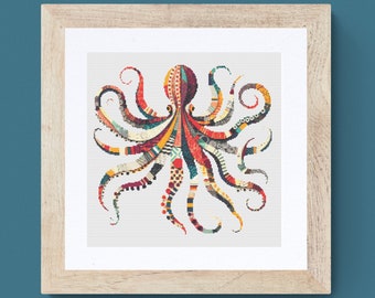 Colorful Octopus Cross Stitch Pattern: Sea Creature Design (PDF Download)